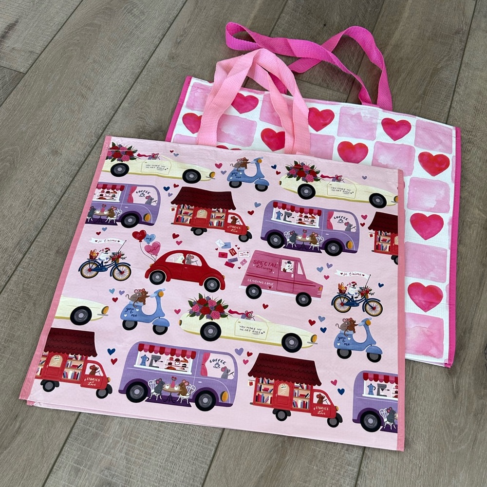 Homegoods TJMaxx Marshalls Valentines Day Heart & Mouse Print Tote Bags NWOT